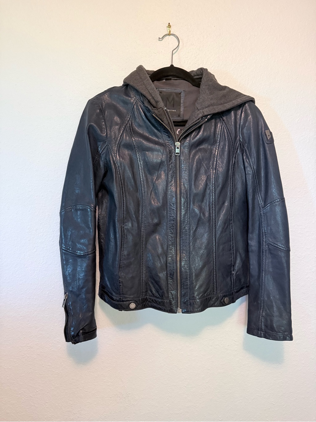 Euc Mauritius Soft Leather Jacket Midnight Size 40